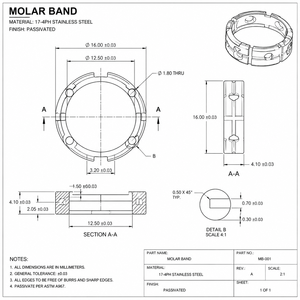 Corte por Láser CNC y Electroerosión por Hilo de Acero Inoxidable 7-4PH para Bandas Dentales Ortodónticas en Molares - Product Image 3