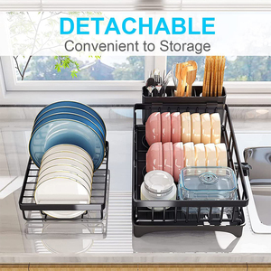 Égouttoir à vaisselle à 2 niveaux pour cuisine, support de séchage au-dessus de l'évier, organisateur de vaisselle, égouttoir de rangement - Product Image 4