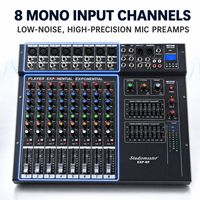 Console de mixage amplifiée 8 canaux EMP-8P avec égaliseur graphique 7 bandes, USB, Bluetooth, alimentation fantôme 48V pour performances sonores en direct, scène et DJ