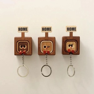 Nouveau <span class=keywords><strong>porte</strong></span>-clés pour la maison avec trois emojis, <span class=keywords><strong>porte</strong></span>-clés créatif pour la maison, pendentif mural, autocollants décoratifs en bois pour mur et réfrigérateur - Product Image 2
