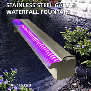 Fontaine de piscine en acier inoxydable <span class=keywords><strong>avec</strong></span> cascade et lumières <span class=keywords><strong>LED</strong></span> - Bande <span class=keywords><strong>LED</strong></span> de 11,8 pouces <span class=keywords><strong>avec</strong></span> télécommande et 18 couleurs <span class=keywords><strong>pour</strong></span> jardin, terrasse et étang - Product Image 2