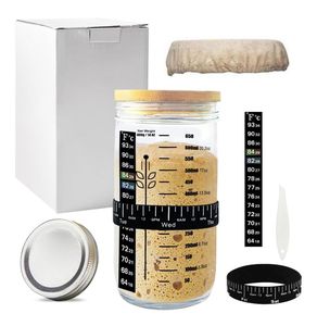 Tarro de fermentación reutilizable para masa de pan de 24 oz con termómetro, banda de alimentación y raspador, para panificación - Product Image 5
