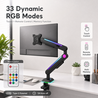 Support de moniteur unique noir esthétique RGB avec 33 modes réglables et éclairage à mémoire pour espace de travail gaming e-sport