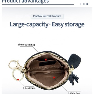 Slim Genuine Leather <b>Cute</b> Fashion Coin Purse & Card Holder <b>Wallet</b> with Hoop Closure Unisex for - Product Image 2