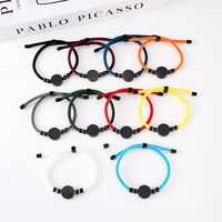 Ywyougang Bracelet à breloques en corde avec disque vierge, perles d'espacement, réglable, en acier inoxydable plaqué or rose, avec plaque personnalisable par gravure
