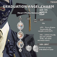 Pendentifs personnalisables en forme d'aile d'ange avec pampille et photo, cadeau commémoratif de remise de diplôme, en alliage durable et acier inoxydable