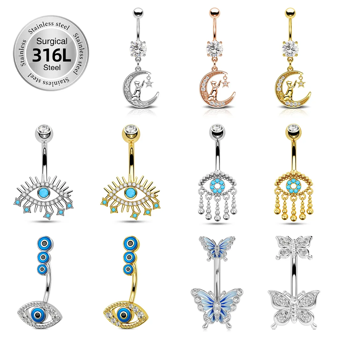 Toposh Trending 316l Chirurgische Roestvrijstalen Lichaam Sex Kristal Navel Banaan Stijlvolle Navel Ring Piercing Sieraden