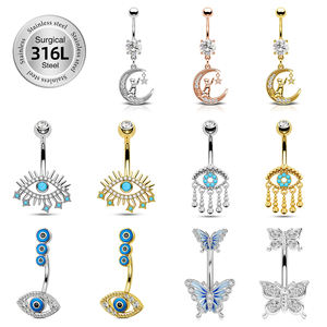 Toposh tendance 316l chirurgical en acier inoxydable corps sexe cristal nombril <span class=keywords><strong>banane</strong></span> élégant nombril anneau piercing bijoux - Product Image 1