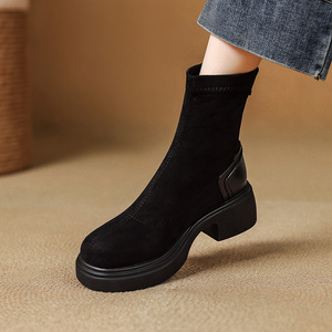 Botines de Ante con Cremallera Trasera y Plataforma 2026: Ideales para Atuendos Casuales Diarios y Sesiones de Fotografía Urbanas - Product Image 4