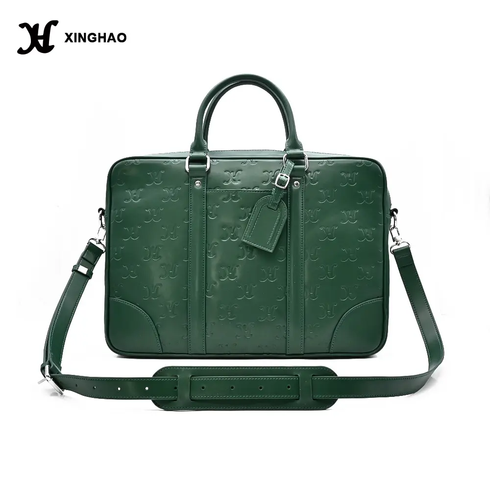 Custom High Quality Fashion Genuine Real Leather Business Briefcase Men Laptop Shoulder Hand Bag