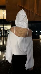 Sudadera con Capucha de Malla Hueca sin Espalda y Hombros Descubiertos para Mujer, Diseño Novedoso 2026, Estilo Urbano y a la Moda - Product Image 6