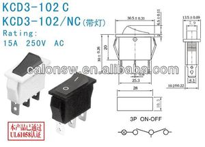 UL/CQC chứng nhận kcd3 3 3-pin Rocker <span class=keywords><strong>switch</strong></span> cho Marine 12V thuyền hình chữ nhật chiếu sáng PA66 ON-OFF Red LED chiếu sáng 250VAC Max - Product Image 4