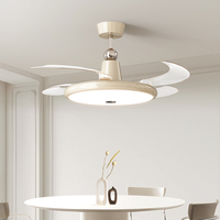 Lampe de ventilateur de plafond LED décorative moderne de 42 pouces avec lumières lustre haut rétractable chine télécommande BT haut-parleur moteur à courant continu