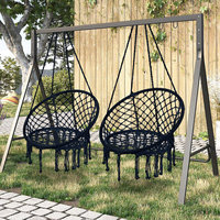 Hamac de jardin rond en coton, chaise suspendue pliante en macramé avec macramé