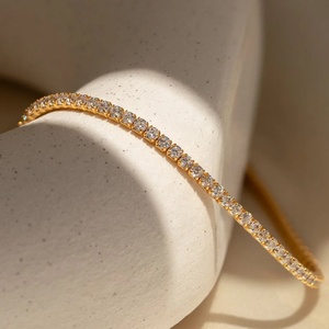 Bracelets ajustables fins étanches en acier inoxydable plaqué or PVD avec pierre de naissance certifiée et zircon 3A+ – Chaînes tennis - Product Image 2