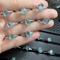 Bague en cristal gris phosphore bleu naturel, incrustation en argent S925, design classique et simple en cristal blanc, vente en gros et au détail disponible