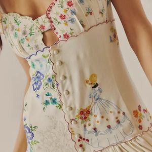 Nouvelle Collection : Robes Bohèmes de Soirée pour Femmes, Broderie Florale, Bretelles Fines, Sans Manches, Dos Nu - Product Image 4