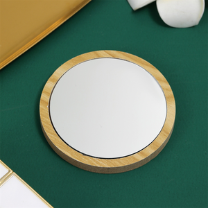 Eco-friendly Custom Logo Shape Portable Mini Eco-friendly Bamboo Round Mirror Hand Pocket Makeup Wood Craft Gifts Mirror