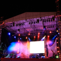 Estructura de Aluminio para Iluminación de Escenarios en Exteriores, Conciertos, Eventos, Bodas, con Techo Curvo y Pantalla LED