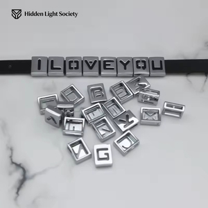 Letras deslizantes huecas de aleación con orificio de 8mm, abalorios del alfabeto A-Z, compatibles con pulseras, collares, llaveros y cinturones de 8mm, joyería DIY para mujeres y niños, regalo - Product Image 2