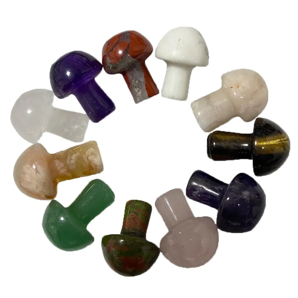 Wholesale high quality natural 2cm Mini crystal carving mushroom Crystals Healing Stones crystal mushroom small
