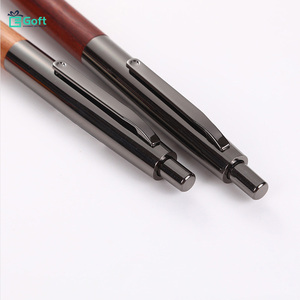 Bolígrafo de madera maciza con mecanismo de pulsación y logotipo grabado, bolígrafo de gel de sándalo y bolígrafo promocional publicitario para empresas, en stock. - Product Image 4