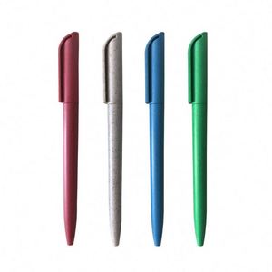 Stylo bille torsadé en paille de blé biodégradable 100% écologique avec logo personnalisé sérigraphié 1,0 mm - Product Image 1