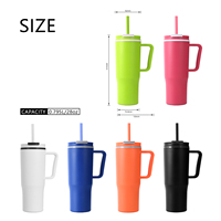 ANSHENG Tasse de voyage isotherme en acier inoxydable à double paroi de 40 oz avec poignée