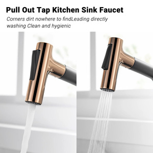 Robinet de cuisine de luxe en laiton doré, mitigeur chaud/froid 360° °   Robinet de lavabo rotatif à montage sur plan pour hôtel et villa - Product Image 4