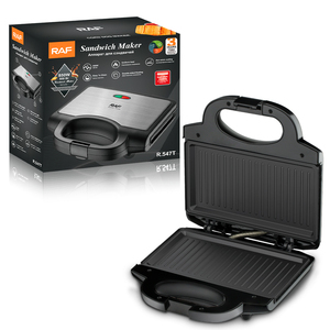 เครื่องทำแซนวิช RAF 850W ขนาดกะทัดรัด แผ่นทำความร้อนสองด้าน พร้อมแผ่นเคลือบกันติด ด้านนอกเย็นสัมผัส ทำความสะอาดง่าย สำหรับใช้ในชีวิตประจำวัน - Product Image 1