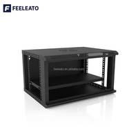 Rak Server Dinding 19" Custom 12U SPCC Baja Berlapis Bubuk dengan Pintu Kaca Tempered untuk Pusat Data dan Telekomunikasi, Ukuran 4U-18U