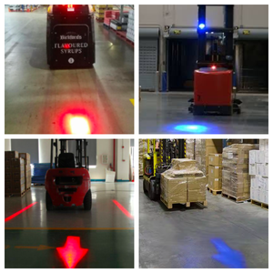 Lumière de sécurité à faisceau ponctuel rouge et bleu pour chariot élévateur, prévention des collisions piétons, IP68 étanche, pour entrepôt de fabrication - Product Image 3