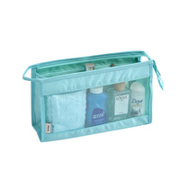 Pochette de toilette transparente en maille, sac de salle de bain portable à suspendre, grande capacité, organiseur de cosmétiques de voyage avec fermeture éclair