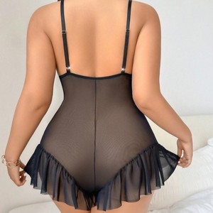 Nuovo Design 4XL <span class=keywords><strong>Sexy</strong></span> rigida traspirante maglia semitrasparente floreale ricamata Lingerie donna <span class=keywords><strong>taglie</strong></span> <span class=keywords><strong>forti</strong></span> san valentino - Product Image 2
