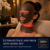 Masque facial et collier LED Photon en silicone de qualité alimentaire, double longueur d'onde rouge NIR, collagène anti-âge, luxe OEM