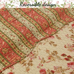 Cubrecama Suave con Diseño Floral Vintage de Rosas, Color <span class=keywords><strong>Rosa</strong></span> Caqui, 100% Poliéster, para Decoración del Hogar - Product Image 3
