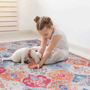 DB Cream 2x3 Alfombra de área plegable antideslizante de pila baja Lavable para niños y mascotas para adolescentes para uso en pasillos - Product Image 4