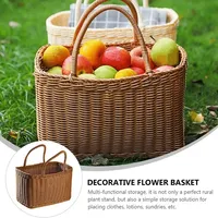 Panier à provisions pour maison panier tissé décoratif panier à fleurs imitant le sac de pique-nique en rotin