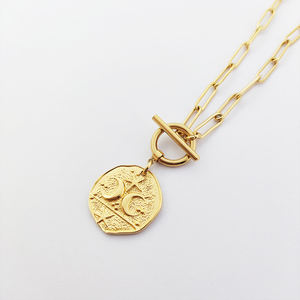 Collar De estrella De Acero inoxidable 3d, cadena De Acero Grueso Con cadena Irregular invisible, bisutería, Clip De papel - Product Image 2