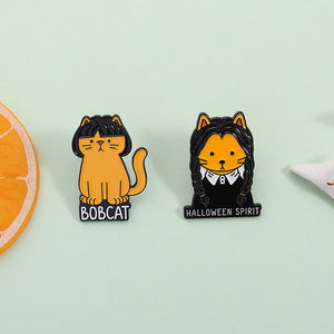 漫画猫ブローチエナメルピンハロウィーンスピリットボブキャット猫ブローチラペルバッジバックパックジュエリーギフト卸売ピン - Product Image 2