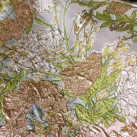 Tissu d'organza jacquard vintage chinois à motifs floraux et d'oiseaux en fil d'or royal |   Broderie ajourée textile pour Hanfu et robes