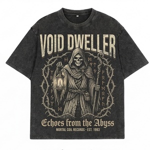 Camiseta gráfica vintage oversize para hombre, de algodón 100% de alto gramaje, con lavado ácido, estilo gótico de esqueleto, estética oscura, streetwear, a bajo precio. - Product Image 1