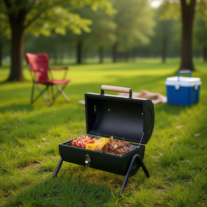 Parrilla Portátil Compacta de Mesa para Barbacoa con Mango de Madera, Carbón Vegetal, para Acampar al Aire Libre, para Fiestas en el Patio Trasero - Product Image 2