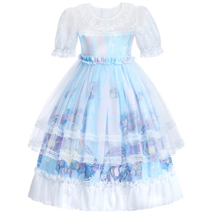 100-150cm Sugerir dibujos animados de altura, Vestido largo de Lolita de encaje estampado para chico con cremallera de calidad/ - Product Image 1