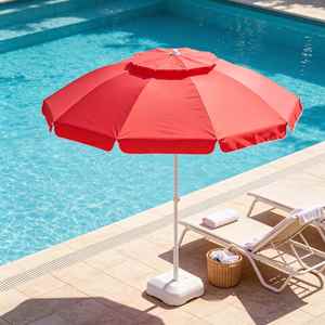 Sombrilla de Jardín de Grado Comercial, Resistente, de 1.5 m, con Doble Toldo, Estructura de Hierro, Impermeable, Resistente al Viento, de Oxford - Product Image 1