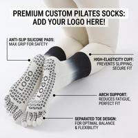 Chaussettes antidérapantes côtelées en coton à cinq doigts avec logo personnalisé, idéales pour le Pilates, la barre, le yoga et le Reformer pour femmes