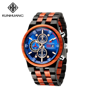 Nuevo Reloj de Madera para Hombre KUNHUANG 1020, Cronógrafo Deportivo de Madera Completa, Reloj de Pulsera para Caballero - Product Image 1