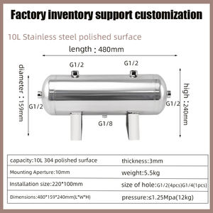 Réservoir de stockage horizontal en acier inoxydable 5L pour compresseurs industriels Réservoir d'<span class=keywords><strong>air</strong></span> et d'<span class=keywords><strong>eau</strong></span> Réservoir sous <span class=keywords><strong>pression</strong></span> - Product Image 5