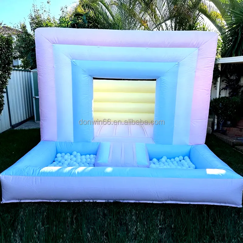 2024 New Kids White Bounce House Slide With Ball Pit Inflatable Bounce