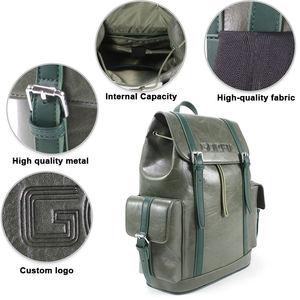 Vintage Style Leather <b>Backpack</b> Casual Travel <b>Backpack</b> <b>Large</b> Capacity Laptop <b>Backpack</b> Custom Logo OEM Factory - Product Image 2